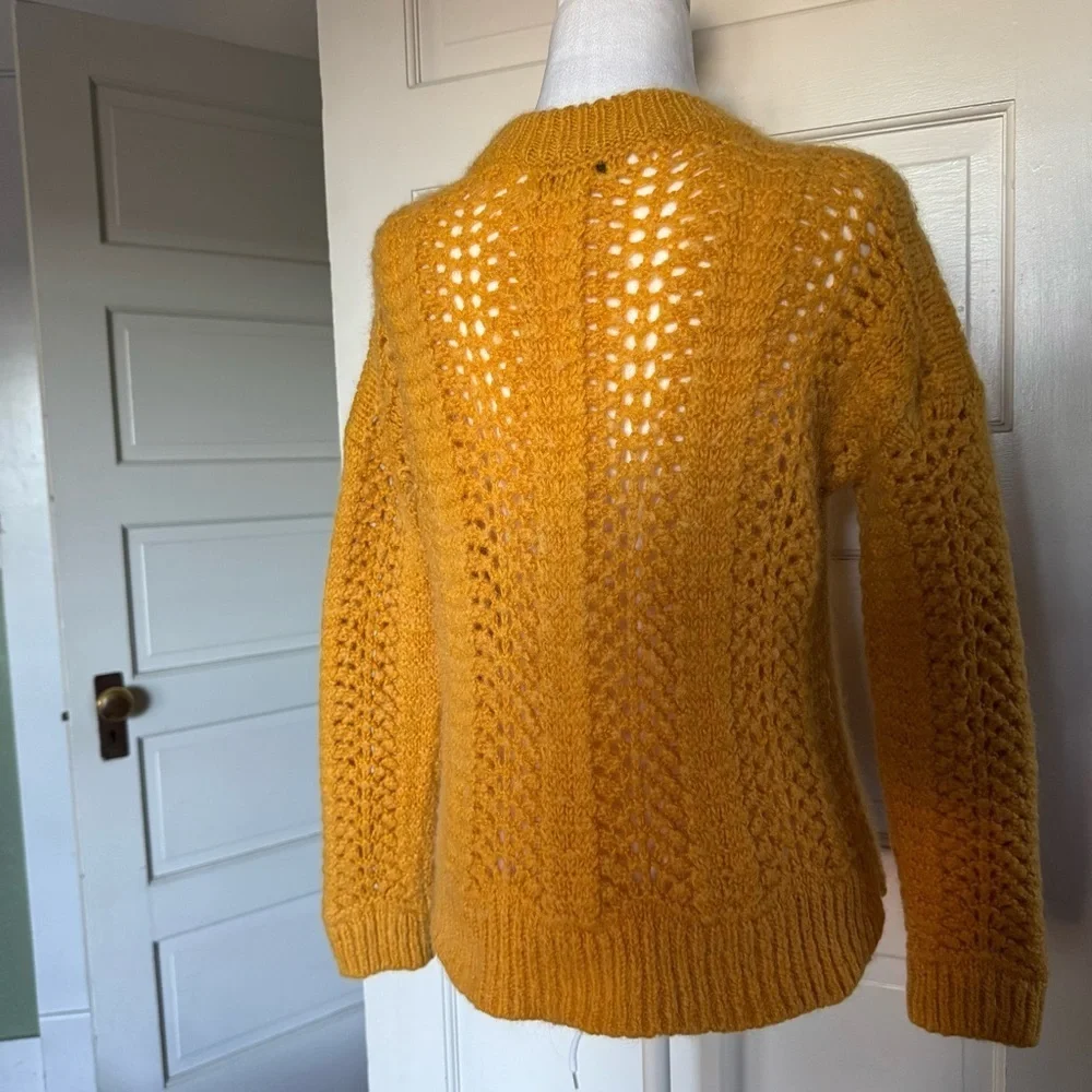 Madewell Windemere Pointelle Pullover Sweater Fuzzy Alpaca Blend -XS